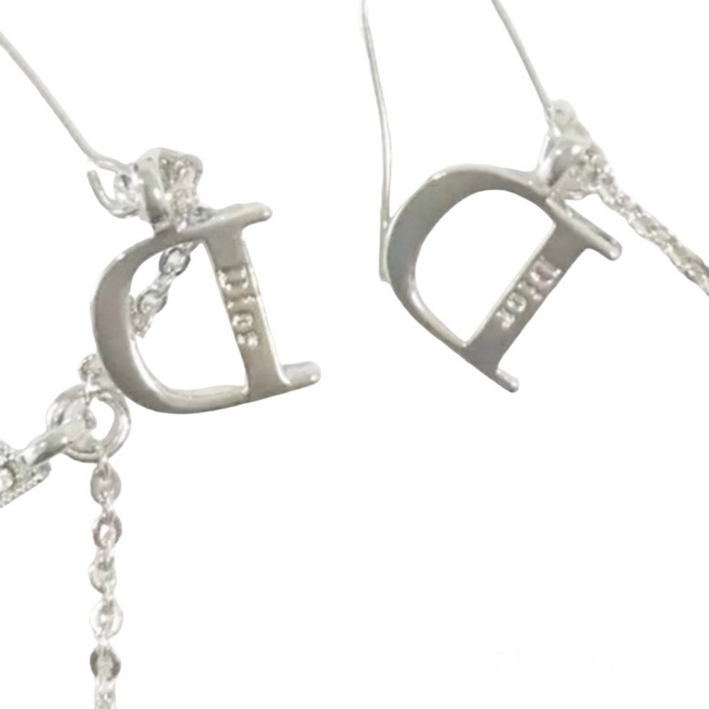 VINTAGE DIOR GALLIANO Silver Rhinestone Drop Earrings Oblique “D1OR” Swarovski - Picture 7 of 12